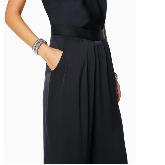 Ramy Brook Satin Iris Wide Leg Pants in Black. - Picture 9 of 10
